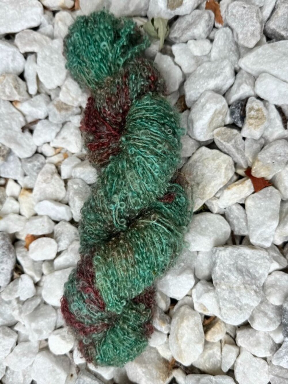NWOT Hand Dyed Blue Red Boucle Teddy Fingering Weight 1 Skein Yarn Destash